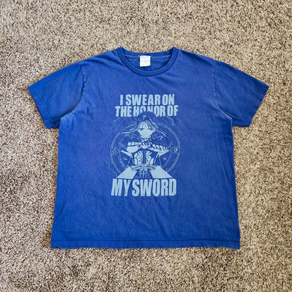 Vintage Fate Stay Night Saber Cospa Anime T-Shirt Y2K Japanese Manga Promo Tee
